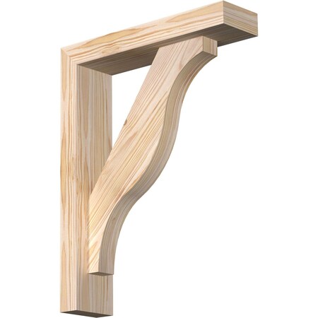 Ekena Millwork Funston Block Smooth Bracket w/ Offset Brace, Douglas Fir, 3 1/2"W x 14"D x 18"H BKT0402X14X18FST05SDF